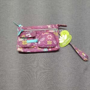Lily Bloom Purple Floral Cat Wristlet Pouch New With Tags NWT Bag